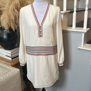 Intermix Embroidered Silk Dress, Color Off white Size P/XS